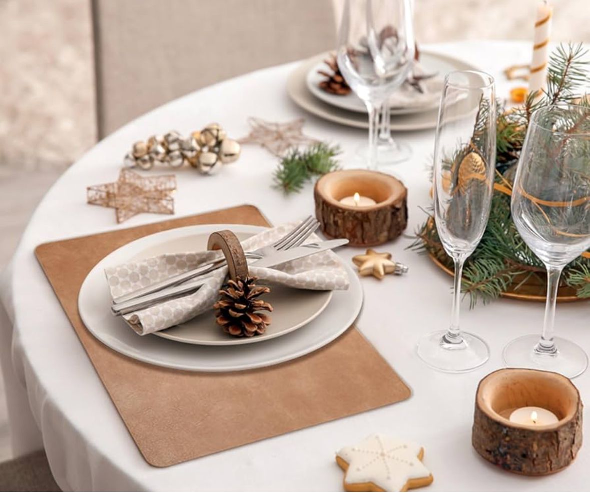 PU Leather Placemats Set of 4 – Premium Cowhide Texture
