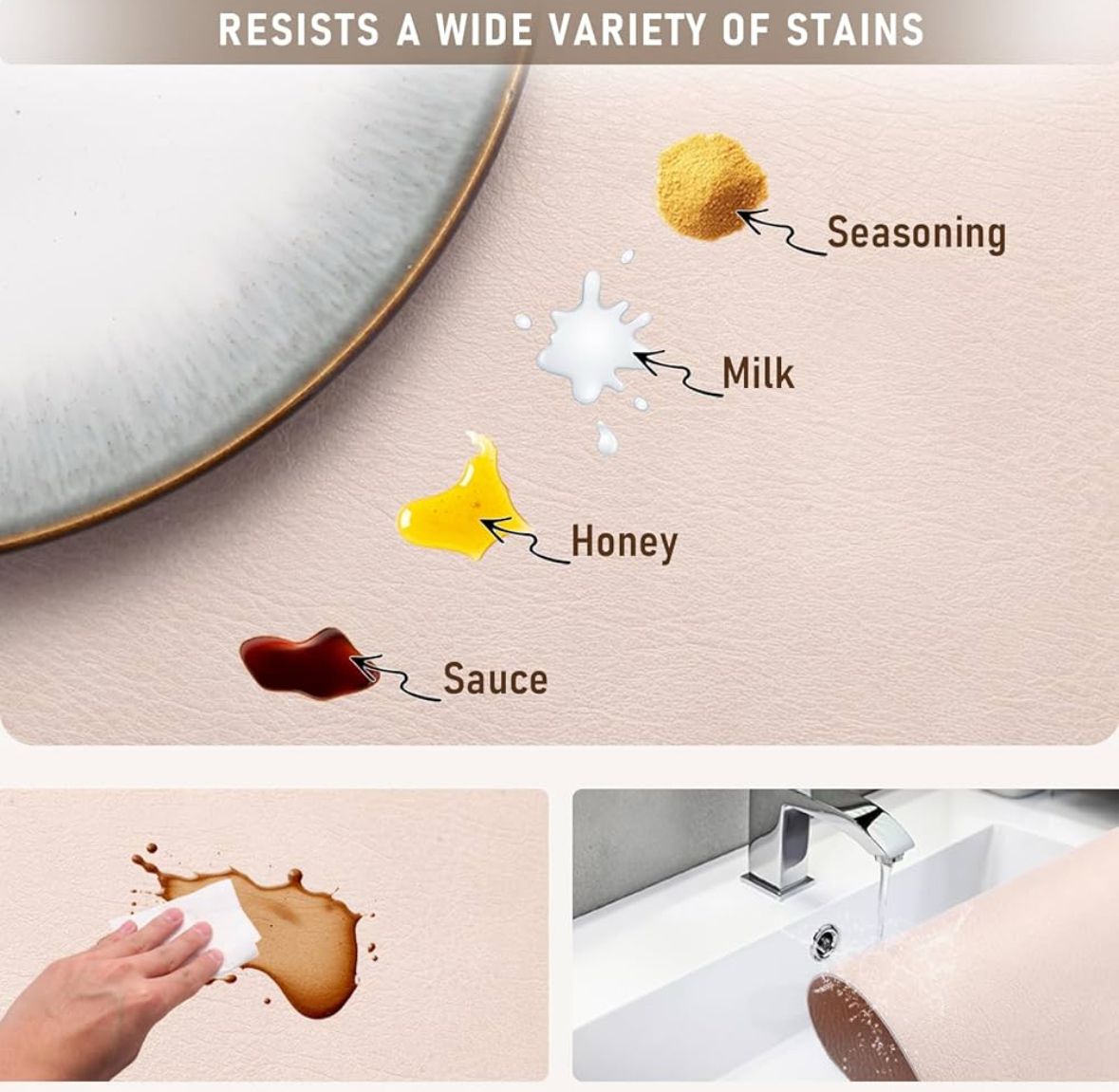 PU Leather Placemats Set of 4 – Premium Cowhide Texture